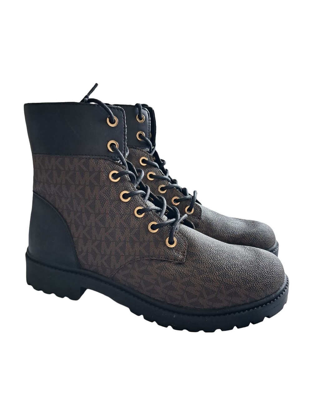 Michael Kors Alistair Bootie Combat Boots Women's Size 9M Black Brown New - Picture 9 of 11